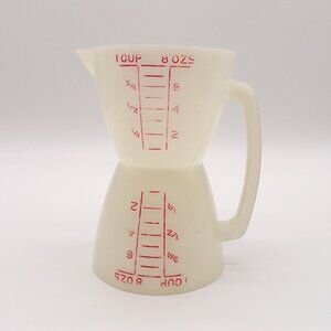 Tupperware Double Sided Measuring Cup 8 oz Hourglass Wet Dry Vintage Retro 70s